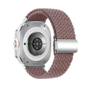 For Samsung Galaxy Watch Ultra 47mm Kalebol Braided Loop Magnetic Silver Buckle Watch Band(Smoky Purple)