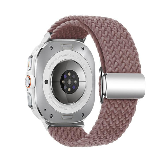 For Samsung Galaxy Watch Ultra 47mm Kalebol Braided Loop Magnetic Silver Buckle Watch Band(Smoky Purple)
