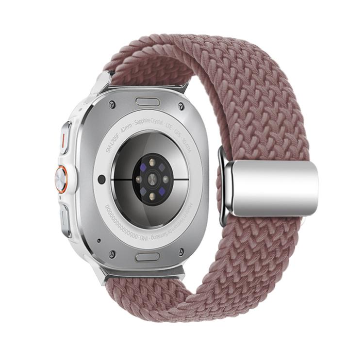 For Samsung Galaxy Watch Ultra 47mm Kalebol Braided Loop Magnetic Silver Buckle Watch Band(Smoky Purple)