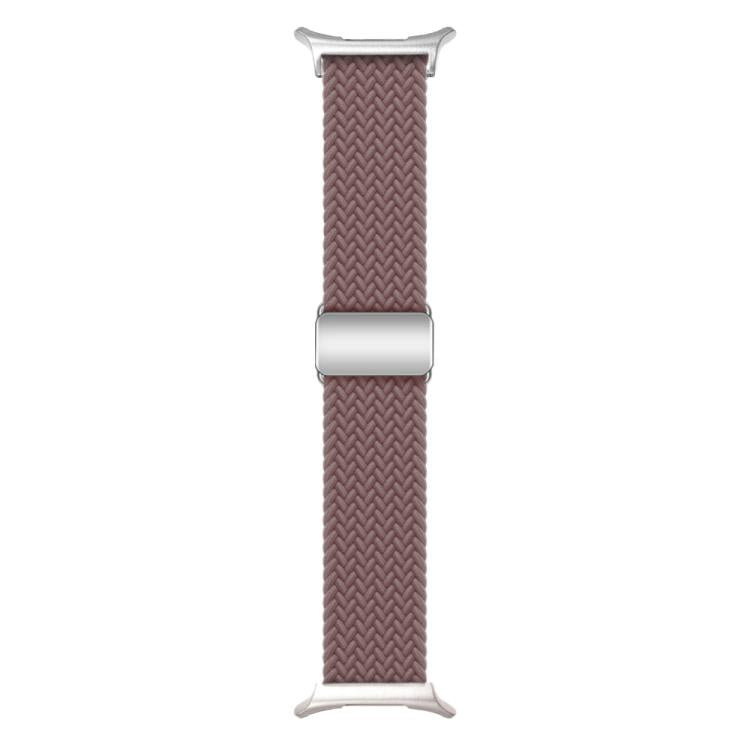 For Samsung Galaxy Watch Ultra 47mm Kalebol Braided Loop Magnetic Silver Buckle Watch Band(Smoky Purple)