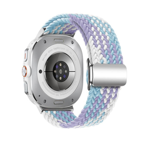 For Samsung Galaxy Watch Ultra 47mm Kalebol Braided Loop Magnetic Silver Buckle Watch Band(Violet)