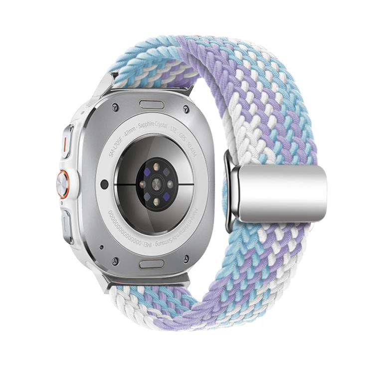 For Samsung Galaxy Watch Ultra 47mm Kalebol Braided Loop Magnetic Silver Buckle Watch Band(Violet)