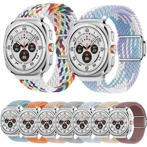 For Samsung Galaxy Watch Ultra 47mm Kalebol Braided Loop Magnetic Silver Buckle Watch Band(Orange)