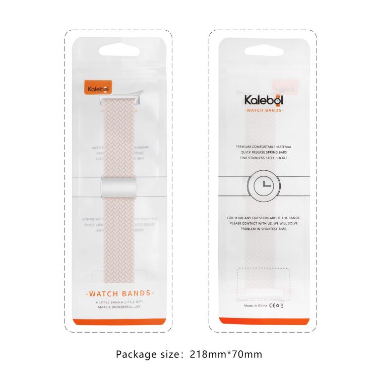 For Samsung Galaxy Watch Ultra 47mm Kalebol Braided Loop Magnetic Silver Buckle Watch Band(White Rainbow)