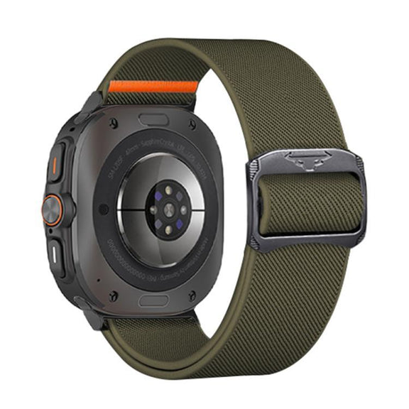 For Samsung Galaxy Watch Ultra 47mm Kalebol Elastic Nylon Watch Band(Army Green)