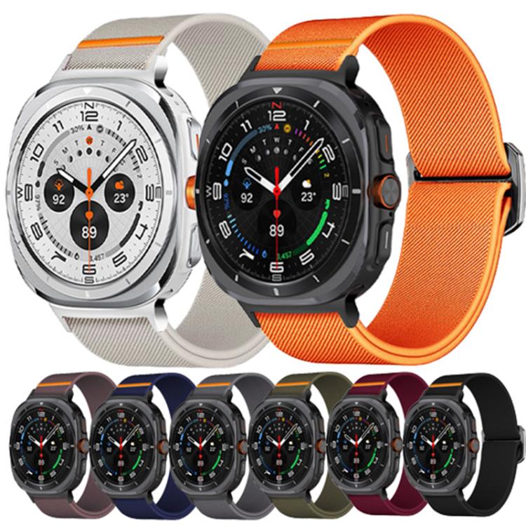 For Samsung Galaxy Watch Ultra 47mm Kalebol Elastic Nylon Watch Band(Dark Grey)