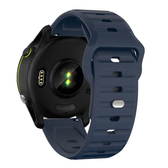 20mm Kalebol Wave Pattern Studded Buckle Silicone Watch Band(Dark Blue)