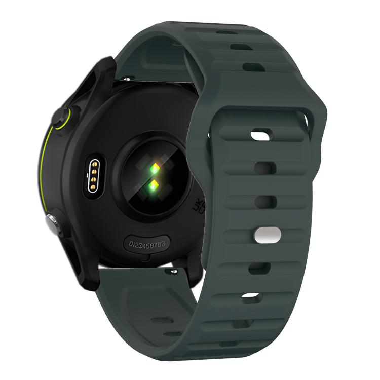 20mm Kalebol Wave Pattern Studded Buckle Silicone Watch Band(Dark Green)