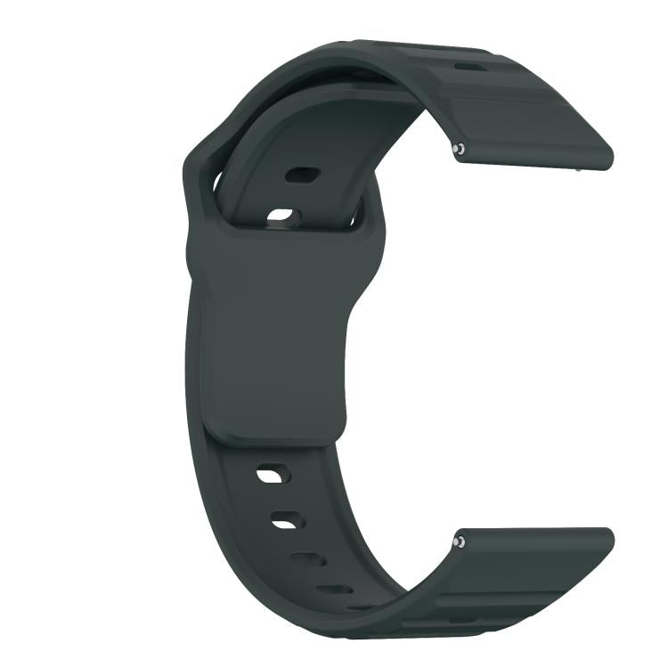 20mm Kalebol Wave Pattern Studded Buckle Silicone Watch Band(Dark Green)