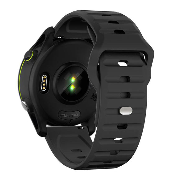 20mm Kalebol Wave Pattern Studded Buckle Silicone Watch Band(Black)