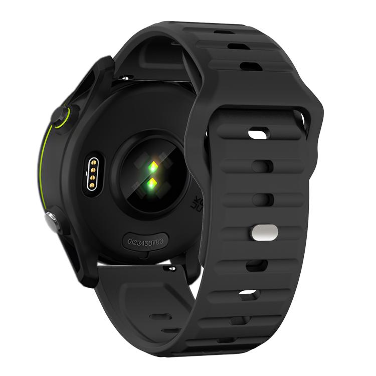 20mm Kalebol Wave Pattern Studded Buckle Silicone Watch Band(Black)