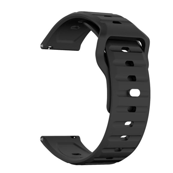 20mm Kalebol Wave Pattern Studded Buckle Silicone Watch Band(Black)