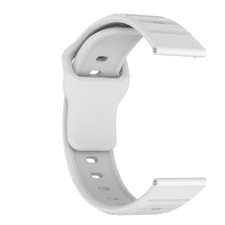 22mm Kalebol Wave Pattern Studded Buckle Silicone Watch Band(White)