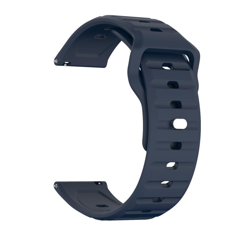 22mm Kalebol Wave Pattern Studded Buckle Silicone Watch Band(Dark Blue)