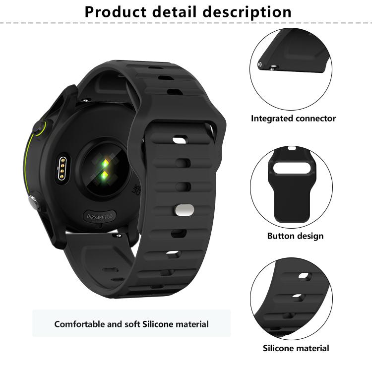 22mm Kalebol Wave Pattern Studded Buckle Silicone Watch Band(Dark Blue)