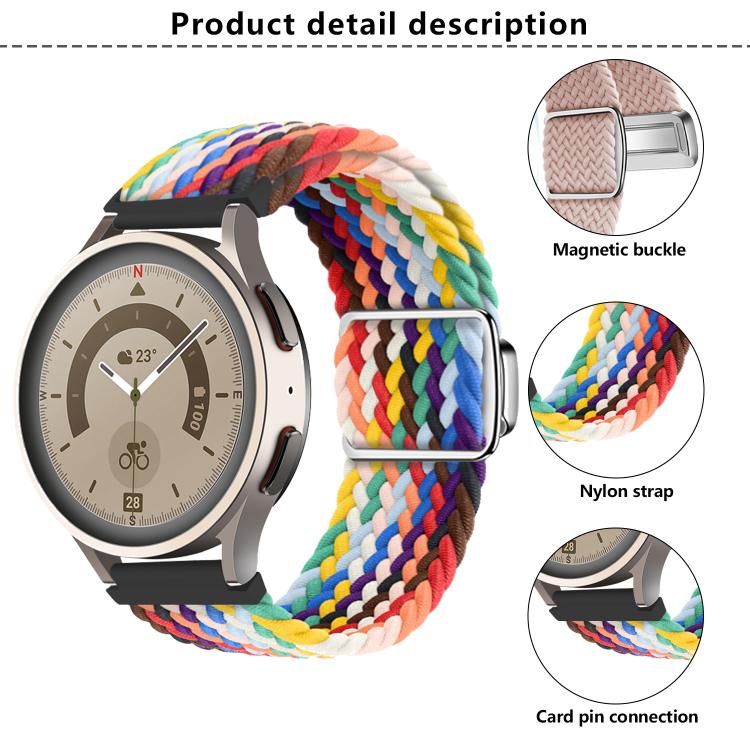 22mm Kalebol Nylon Braided Loop Magnetic Buckle Watch Band(Starlight)