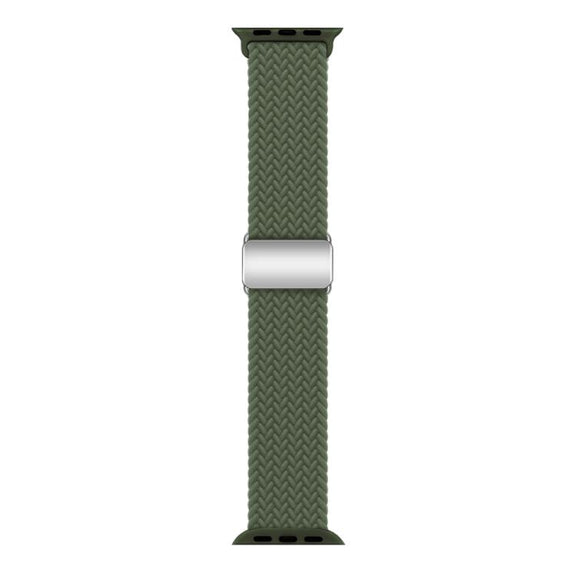 For Apple Watch 46mm / 49mm / 45mm / 44mm Kalebol Nylon Loop Magnetic Buckle Watch Band(Dark Olive)