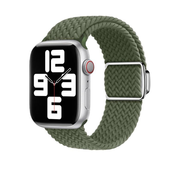 For Apple Watch 46mm / 49mm / 45mm / 44mm Kalebol Nylon Loop Magnetic Buckle Watch Band(Dark Olive)