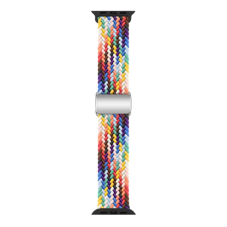 For Apple Watch 46mm / 49mm / 45mm / 44mm Kalebol Nylon Loop Magnetic Buckle Watch Band(Official Rainbow)