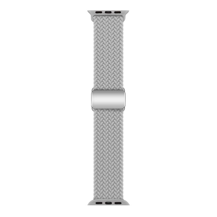 For Apple Watch 46mm / 49mm / 45mm / 44mm Kalebol Nylon Loop Magnetic Buckle Watch Band(Light Grey)