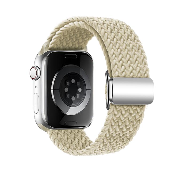 For Apple Watch 46mm / 49mm / 45mm / 44mm Kalebol Nylon Loop Magnetic Buckle Watch Band(Starlight)
