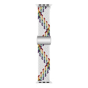 For Apple Watch 42mm / 41mm / 40mm / 38mm Kalebol Nylon Loop Magnetic Buckle Watch Band(White Rainbow)