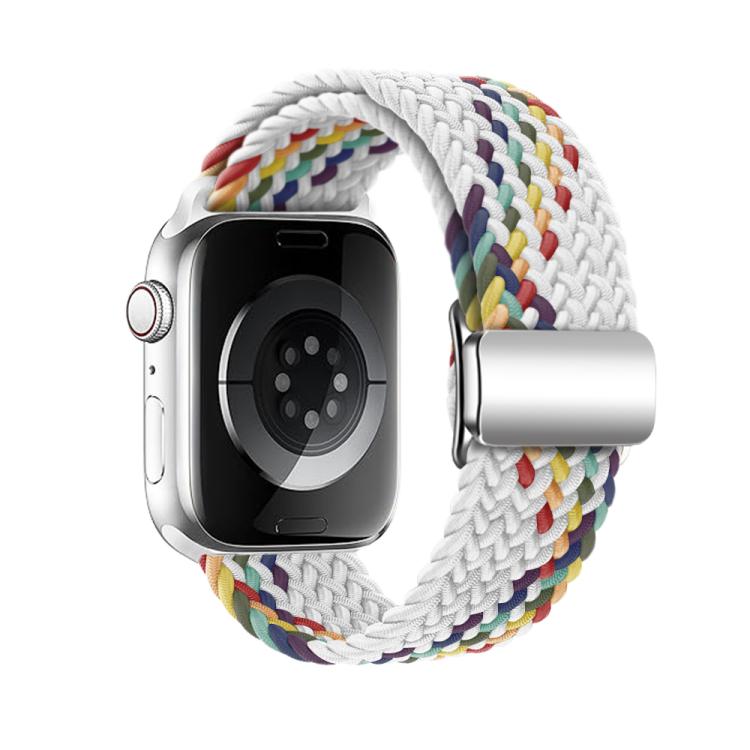 For Apple Watch 42mm / 41mm / 40mm / 38mm Kalebol Nylon Loop Magnetic Buckle Watch Band(White Rainbow) - free shipping - PMc TechLife - Order now!