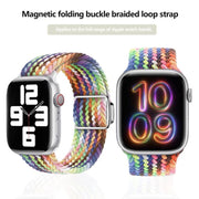 For Apple Watch 46mm / 49mm / 45mm / 44mm Kalebol Nylon Loop Magnetic Buckle Watch Band(Light Grey)
