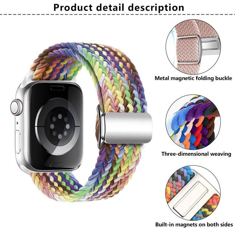For Apple Watch 46mm / 49mm / 45mm / 44mm Kalebol Nylon Loop Magnetic Buckle Watch Band(Official Rainbow) - free shipping - PMc TechLife - Order now!