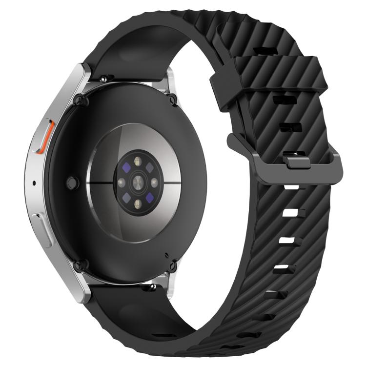 20mm Kalebol Steel Buckle Spruce Silicone Watch Band(Black)