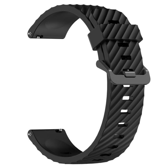 20mm Kalebol Steel Buckle Spruce Silicone Watch Band(Black)