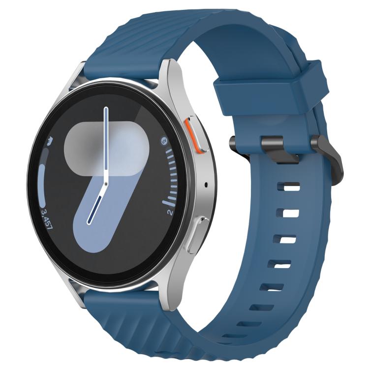 22mm Kalebol Steel Buckle Spruce Silicone Watch Band(Dark Blue)
