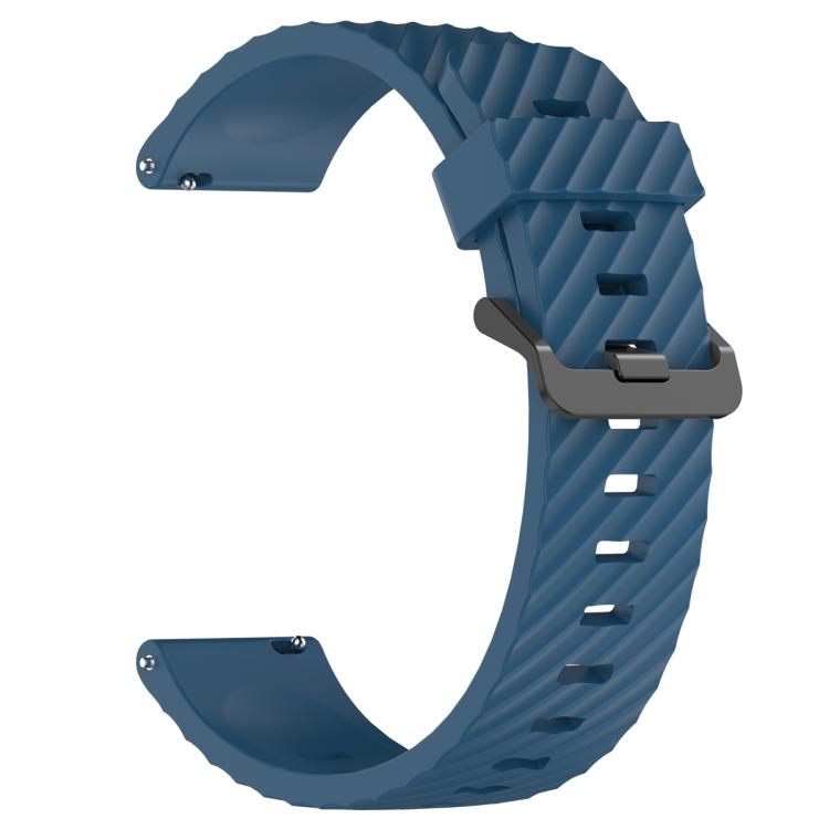 22mm Kalebol Steel Buckle Spruce Silicone Watch Band(Dark Blue)