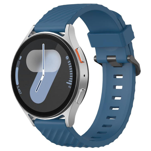 22mm Kalebol Steel Buckle Spruce Silicone Watch Band(Dark Blue)