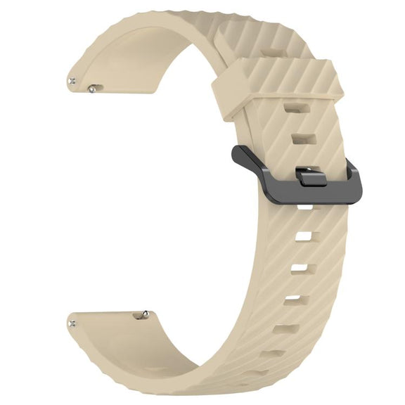 22mm Kalebol Steel Buckle Spruce Silicone Watch Band(Cream Color)