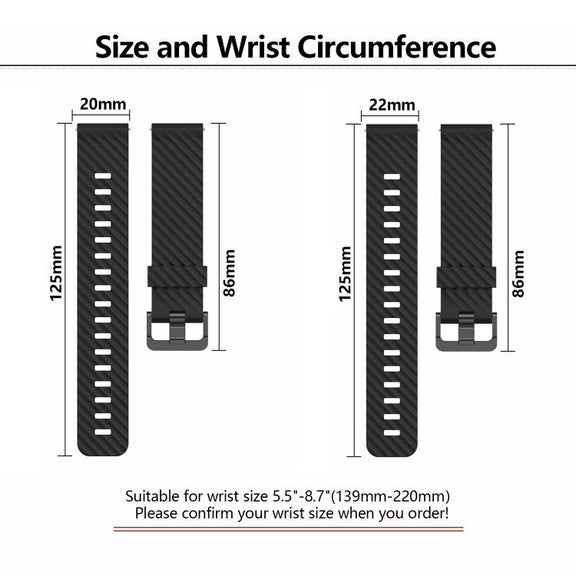 20mm Kalebol Steel Buckle Spruce Silicone Watch Band(Black)