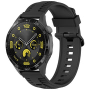 20mm Kalebol Black Buckle Tire Pattern Silicone Watch Band(Black)