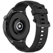 20mm Kalebol Black Buckle Tire Pattern Silicone Watch Band(Black)