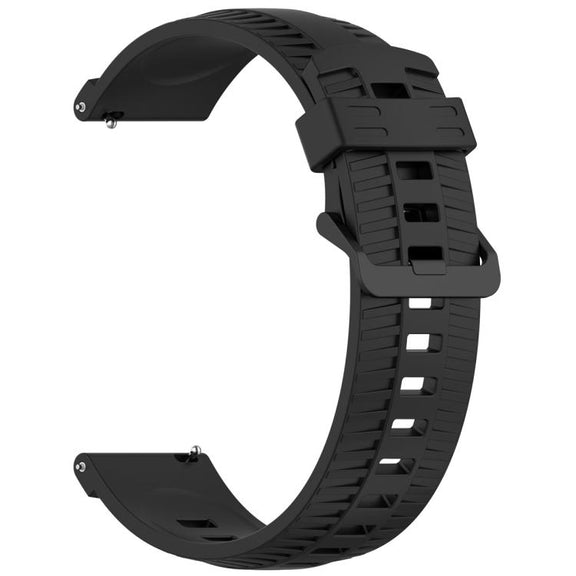20mm Kalebol Black Buckle Tire Pattern Silicone Watch Band(Black)