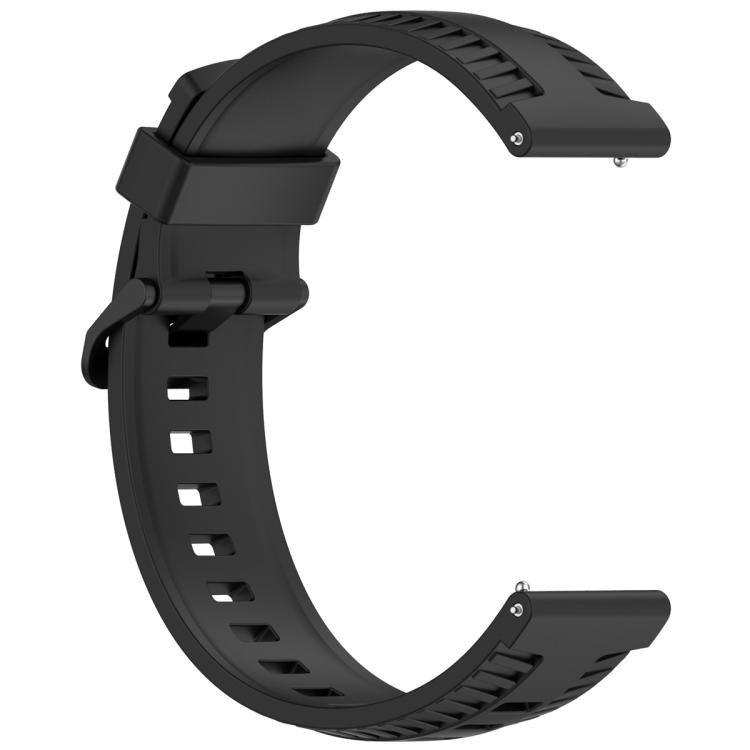 20mm Kalebol Black Buckle Tire Pattern Silicone Watch Band(Black)