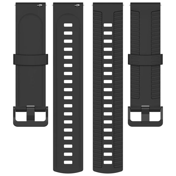 20mm Kalebol Black Buckle Tire Pattern Silicone Watch Band(Black)