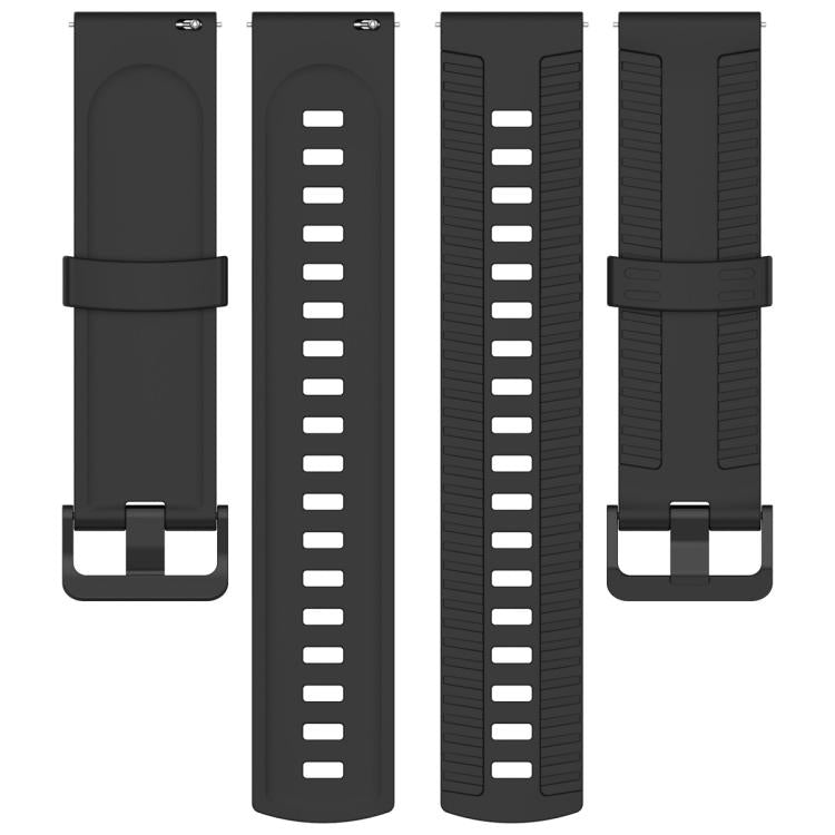 20mm Kalebol Black Buckle Tire Pattern Silicone Watch Band(Black)