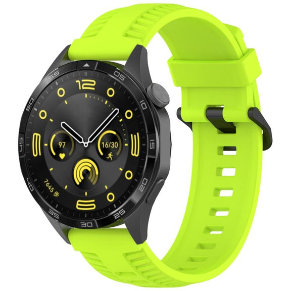 20mm Kalebol Black Buckle Tire Pattern Silicone Watch Band(Lime)