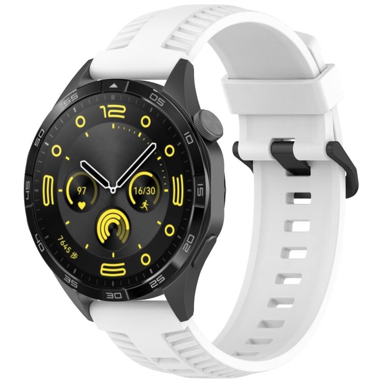 22mm Kalebol Black Buckle Tire Pattern Silicone Watch Band(White) - free shipping - PMc TechLife - Order now!