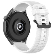 22mm Kalebol Black Buckle Tire Pattern Silicone Watch Band(White)