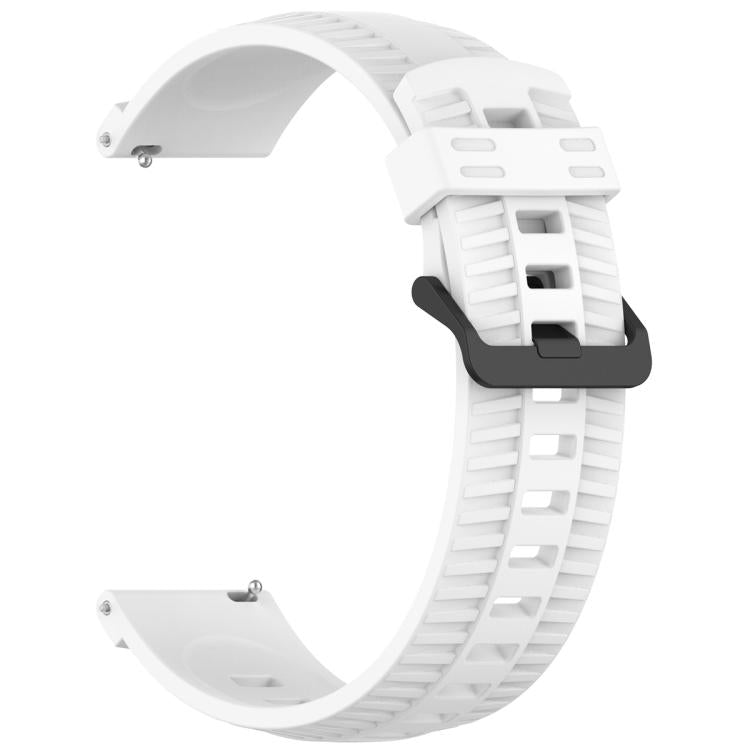 22mm Kalebol Black Buckle Tire Pattern Silicone Watch Band(White)
