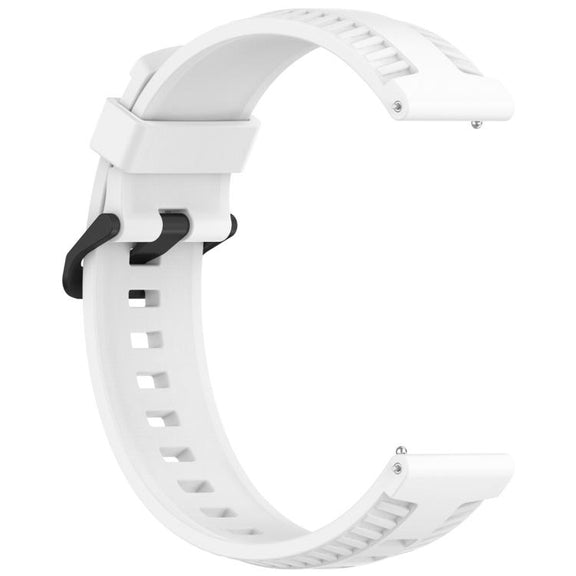 22mm Kalebol Black Buckle Tire Pattern Silicone Watch Band(White)