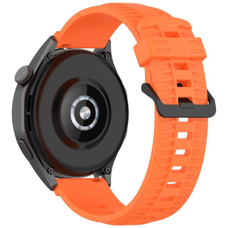 22mm Kalebol Black Buckle Tire Pattern Silicone Watch Band(Orange)