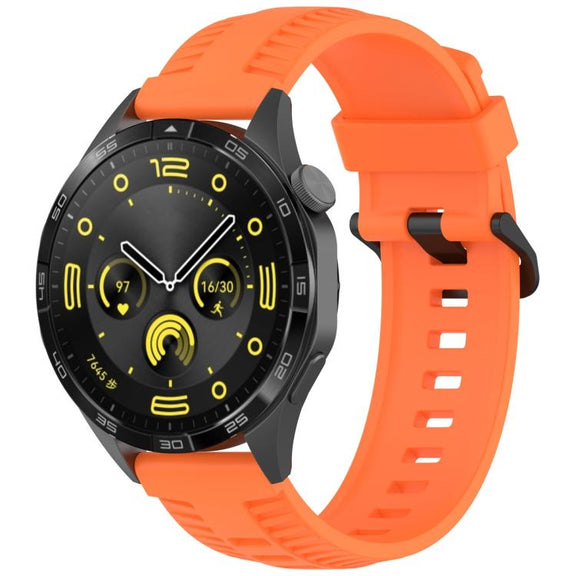 22mm Kalebol Black Buckle Tire Pattern Silicone Watch Band(Orange)