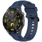22mm Kalebol Black Buckle Tire Pattern Silicone Watch Band(Navy Blue)